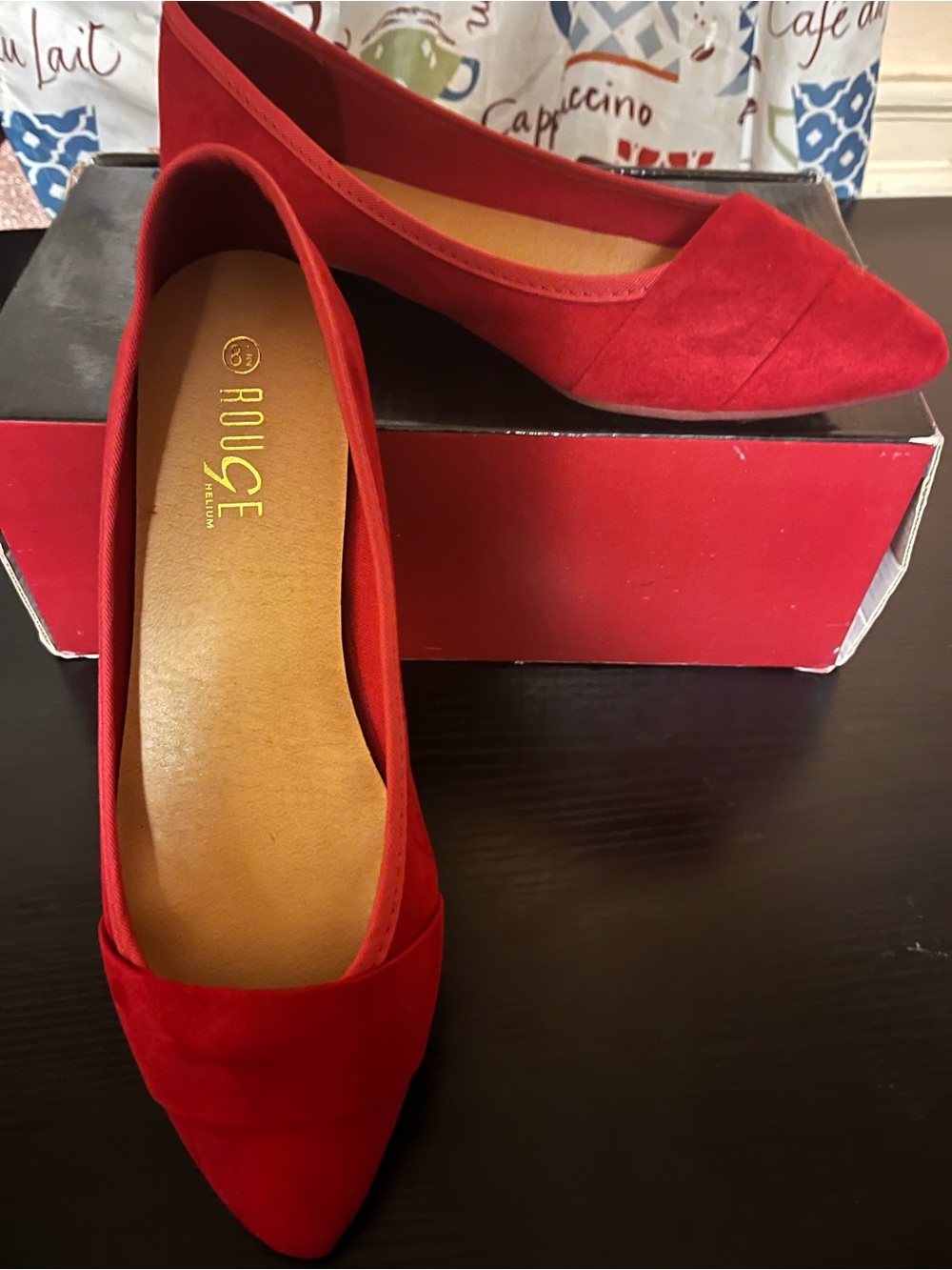 Rouge Helium Women’s Red Pointed-Toe Suede Flats